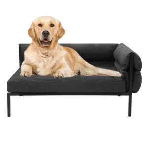 Large Grey Denim Elevated Sofa Pet Bed - 93.5cm x 63cm x 48cm