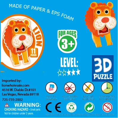 Lion 3D Puzzle |Fits Perfectly In the Bottom of a Box!