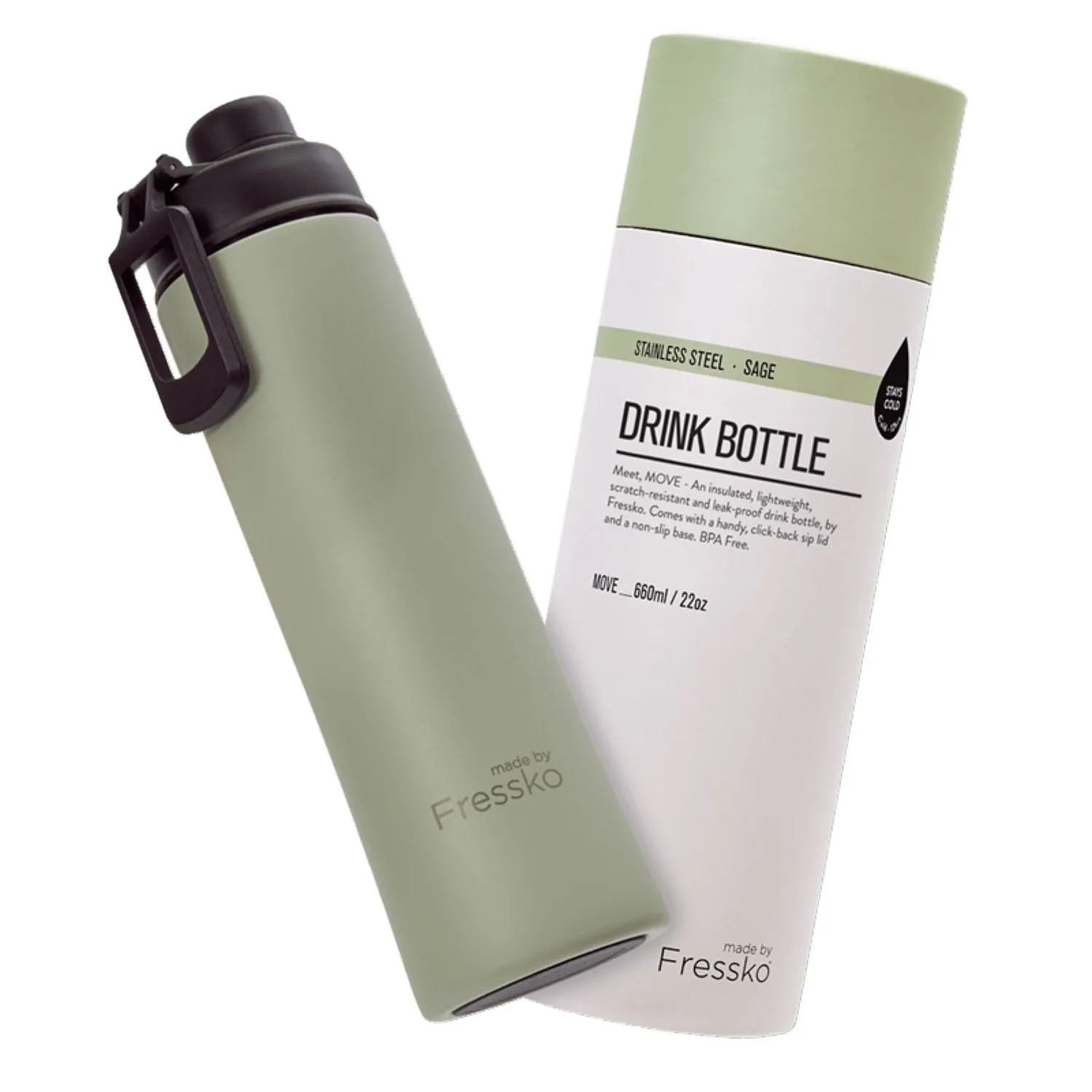 Made By Fressko Move 22oz Insulated Stainless Steel Drink Bottle