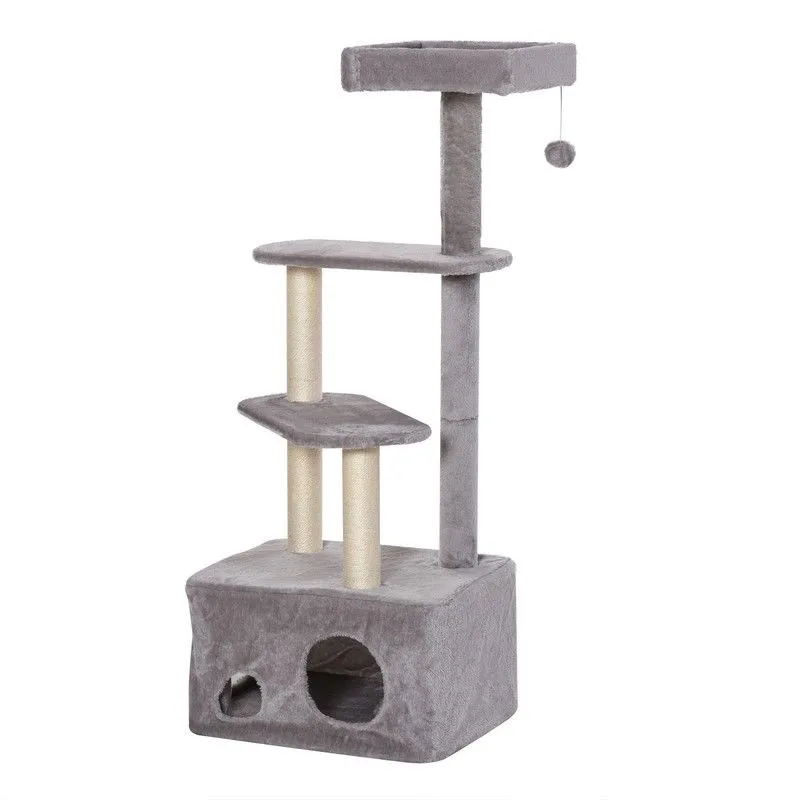 PawHut Cat Tree Kitten Tower w/ Sisal Scratching Post Condo Plush Perches Hanging Ball