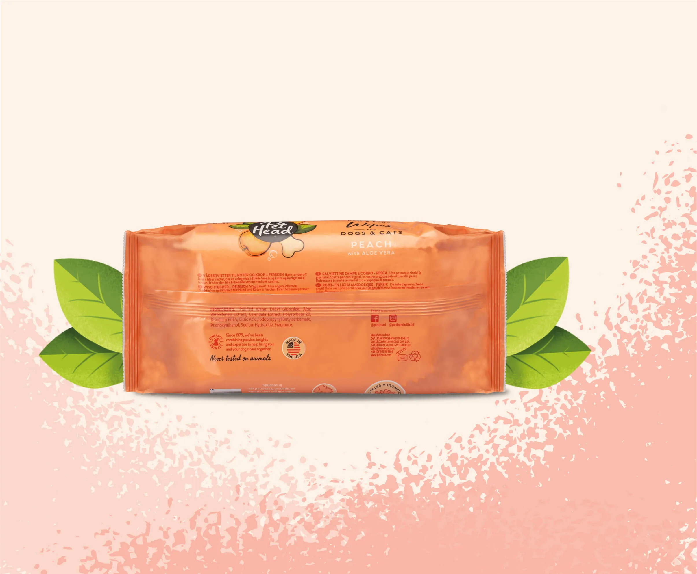 Pet Head Quick Fix Paw & Body Peach Wipes
