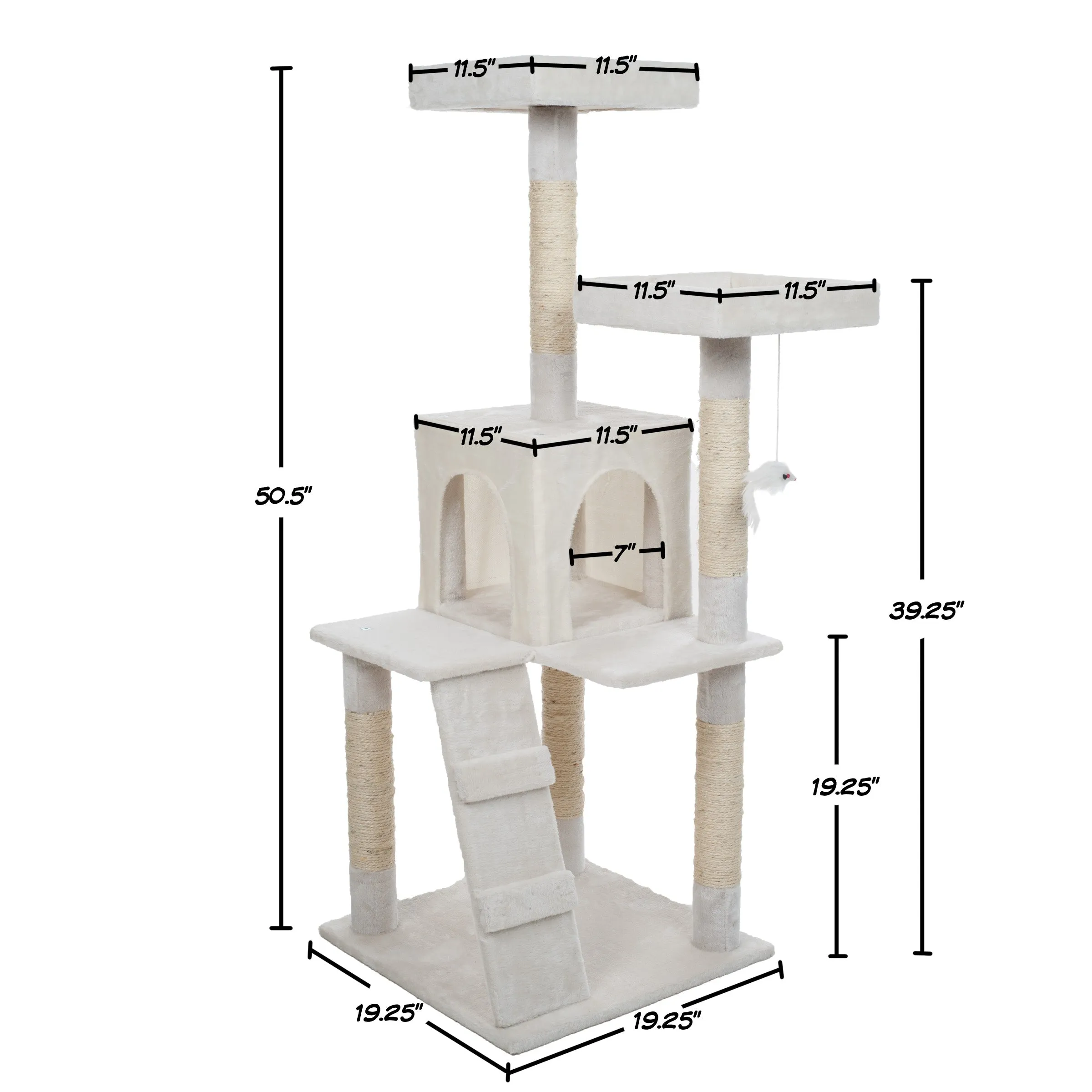 PETMAKER 4FT Cat Tree with Scratch Posts, White