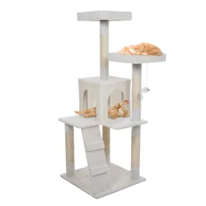 PETMAKER 4FT Cat Tree with Scratch Posts, White