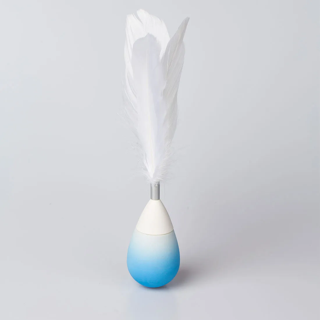 Pidan Roly Poly Feather Teaser Cat Kitten Pet Tumbler Interactive Toy Bell - blue