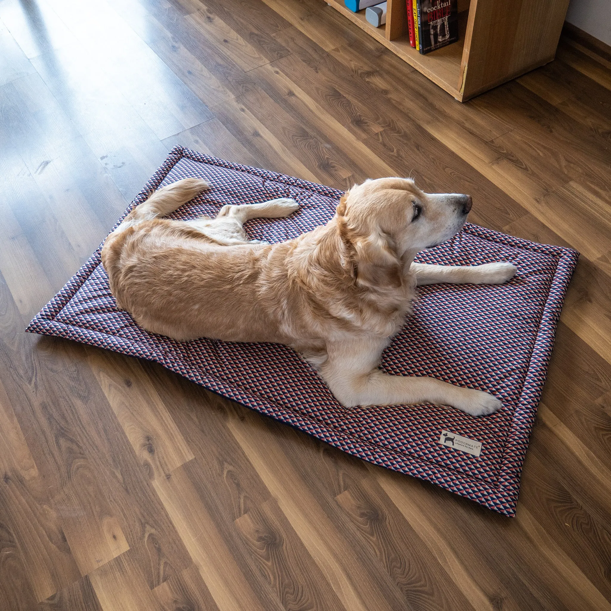 PoochMate Prism Apricot-Navy Cotton Dog Mat