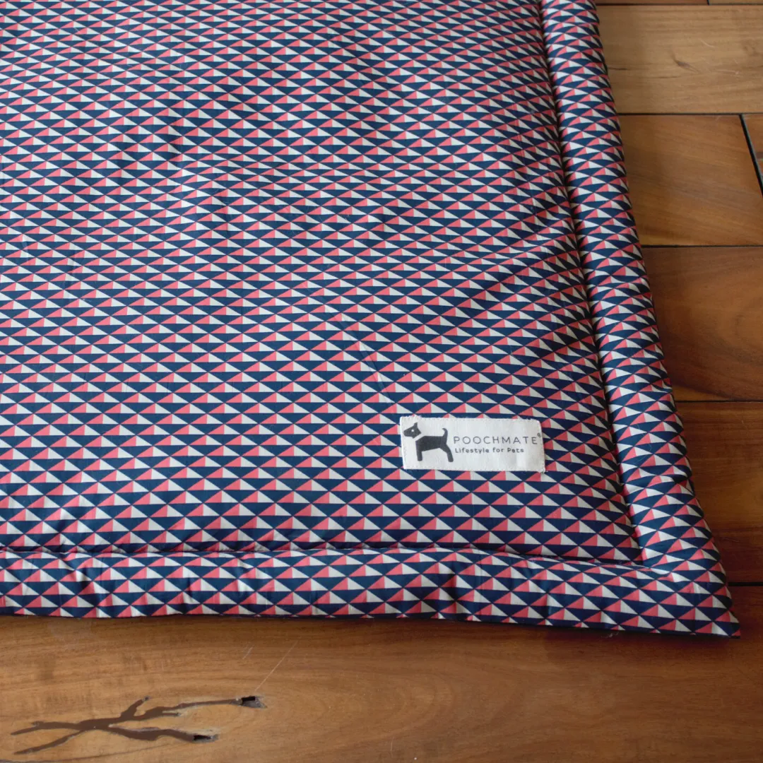 PoochMate Prism Apricot-Navy Cotton Dog Mat