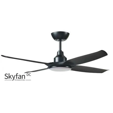 Skyfan 48"/1200mm 4 Blade Black with LED Light DC Motor Glass Fibre Composite Ceiling Fan