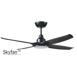 Skyfan 48"/1200mm 4 Blade Black with LED Light DC Motor Glass Fibre Composite Ceiling Fan