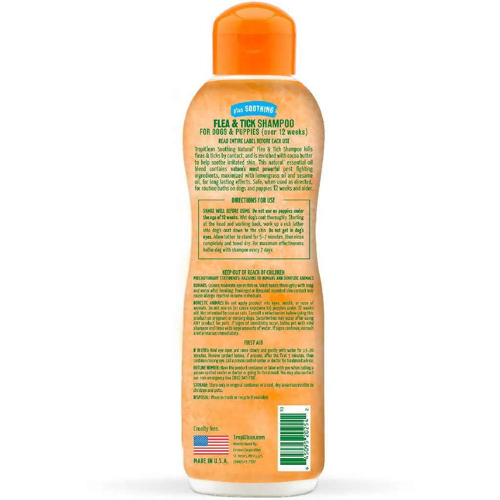 Tropiclean Natural Flea & Tick Soothing Shampoo for Dogs (20 oz)